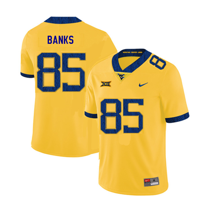 2019 Men #85 T.J. Banks West Virginia Mountaineers College Football Jerseys Sale-Yellow